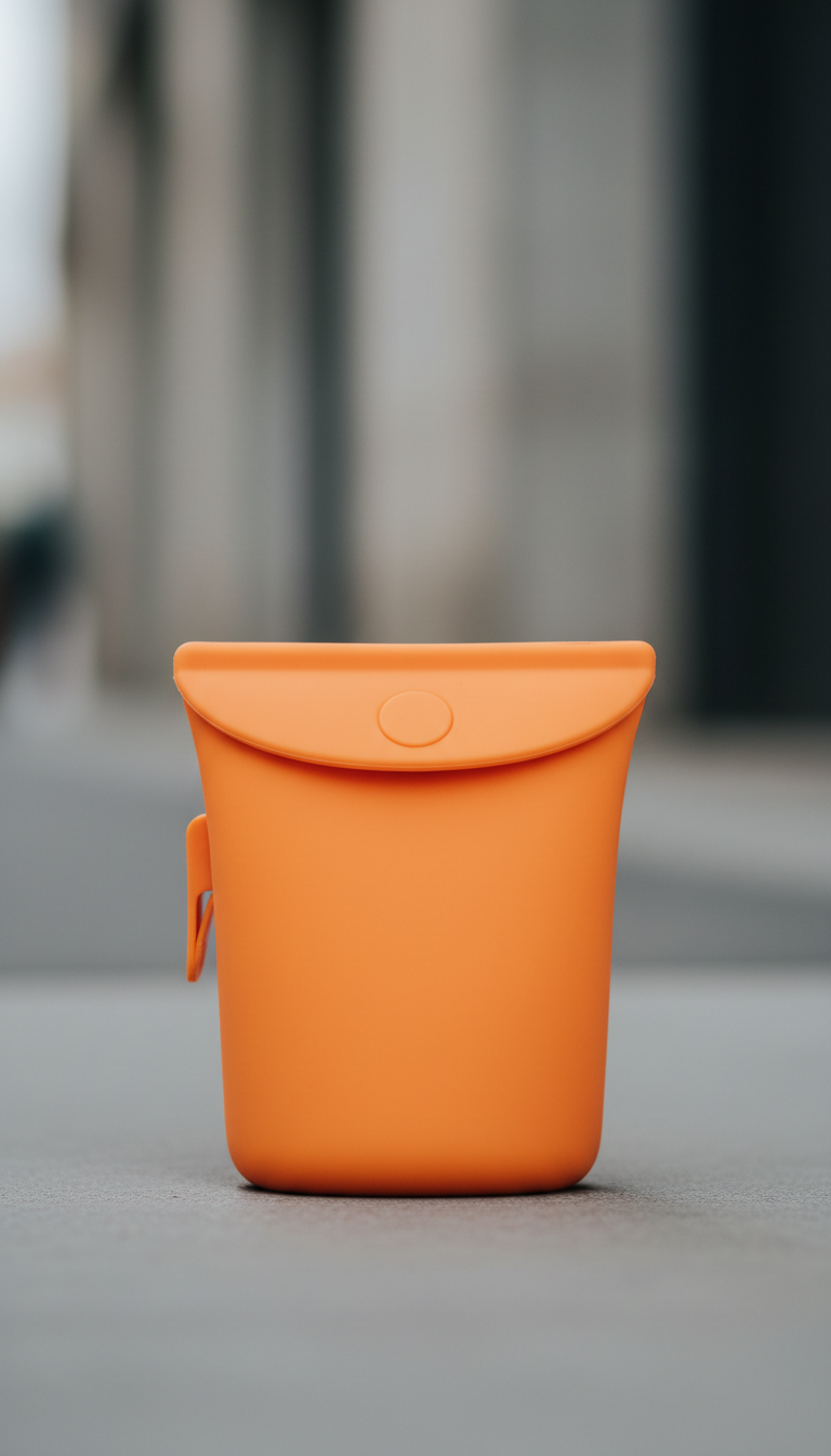 Vibrant orange silicone treat pouch