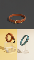 Designer Leather Contrast Dog Collar