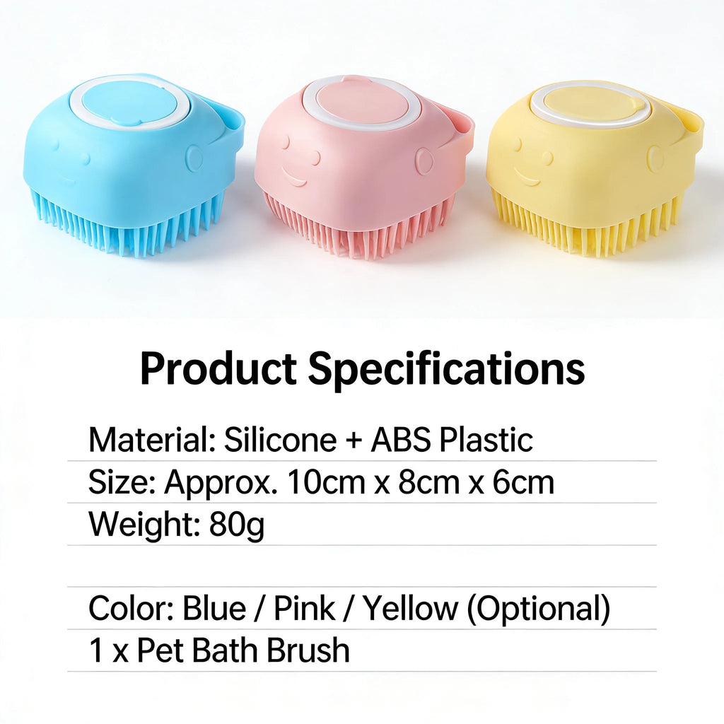 2-In-1 Pet Bath & Massage Brush With Shampoo Storage Silicone Dog Cat