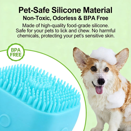 2-In-1 Pet Bath & Massage Brush With Shampoo Storage Silicone Dog Cat