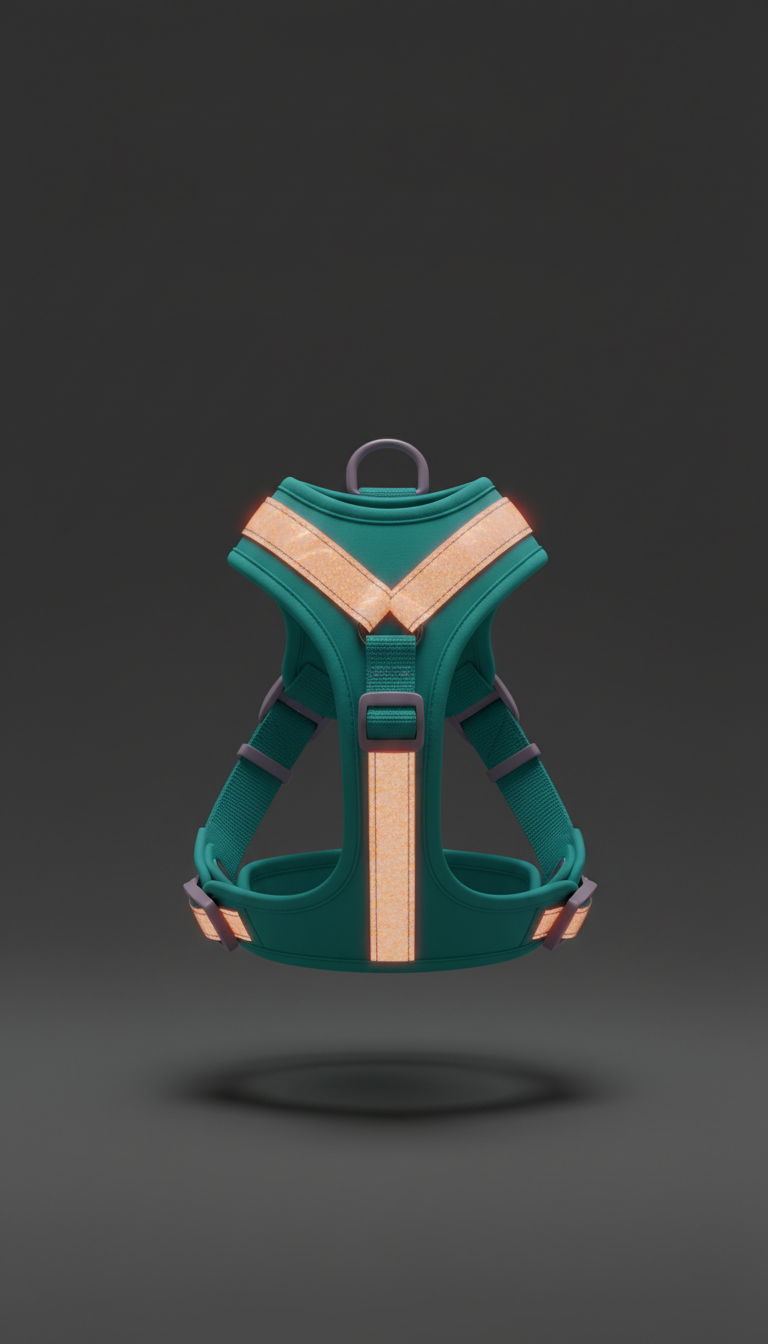 Teal reflective dog harness